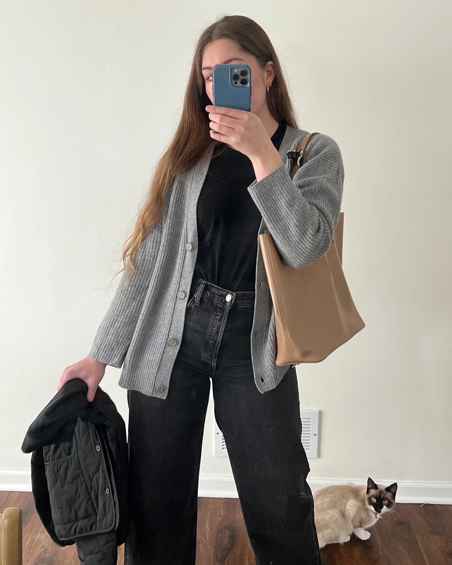 Cardigã de inverno de malha com mangas compridas